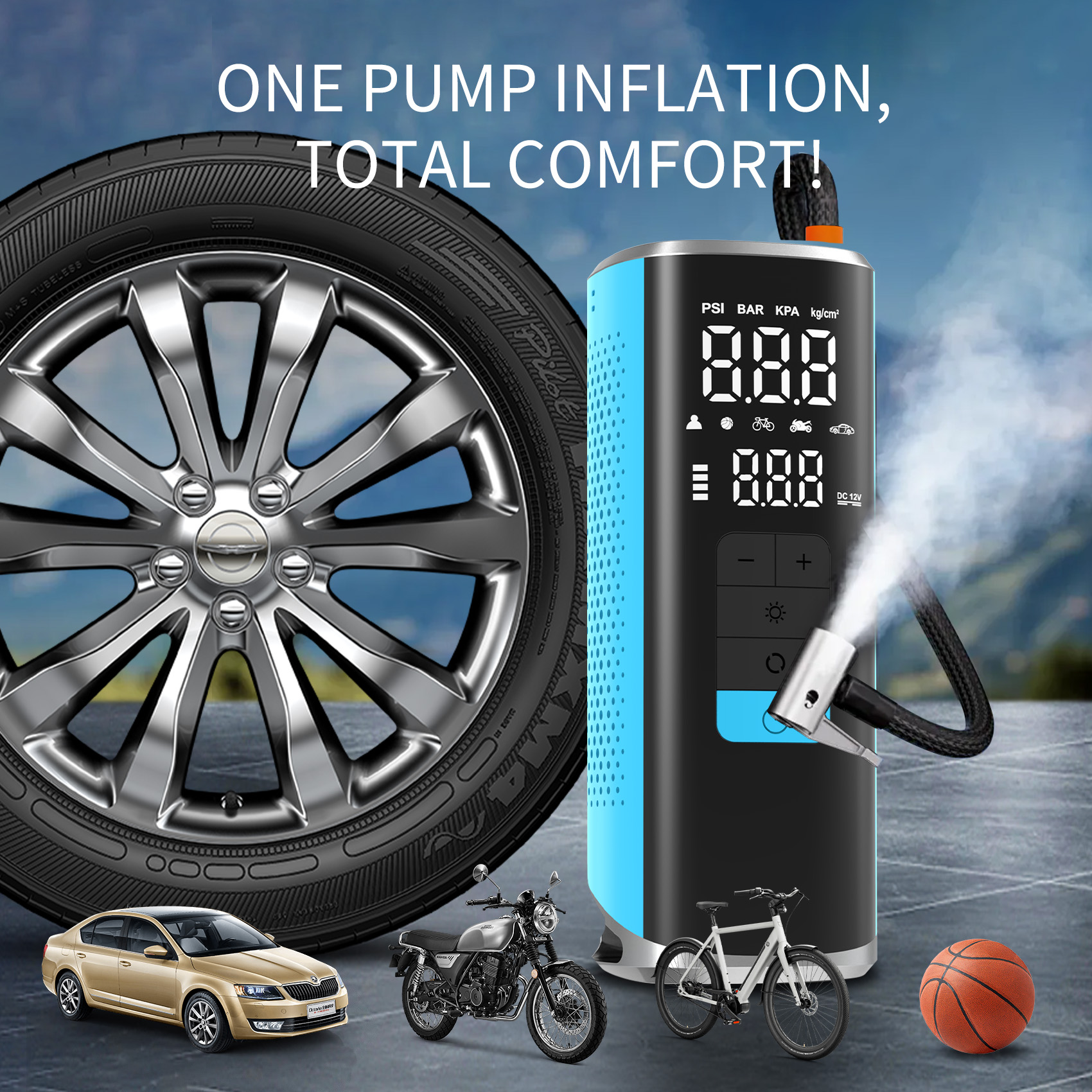 V1 Portable Wireless Fast Charging Air Pump for Vehicles