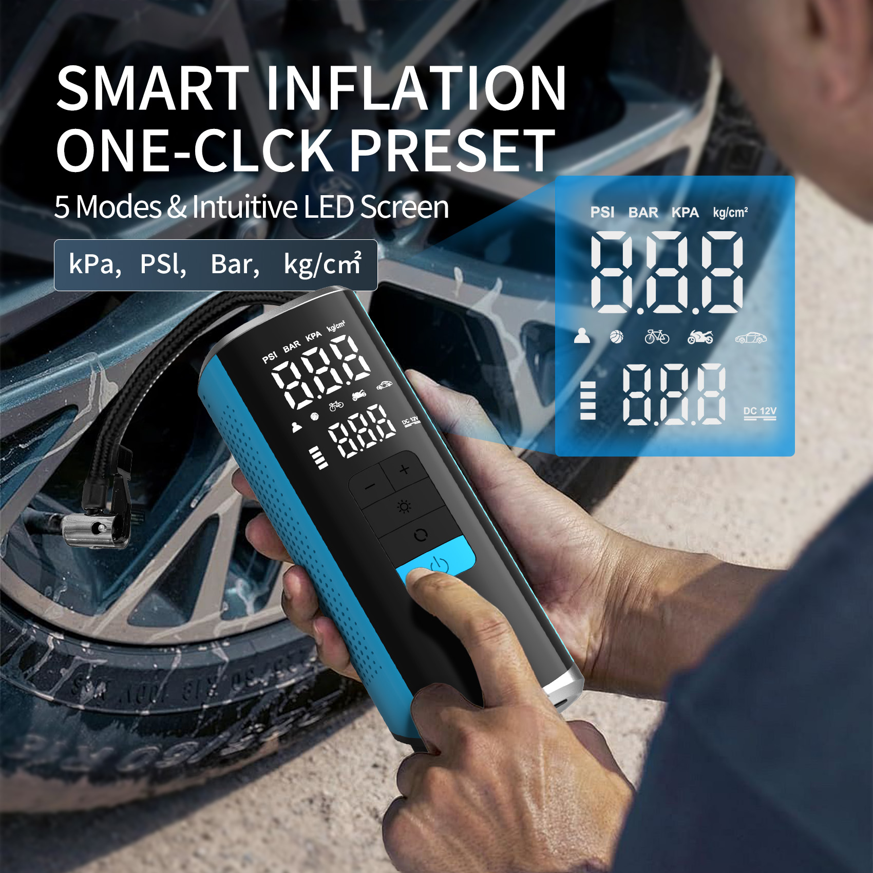 V1 Portable Wireless Fast Charging Air Pump for Vehicles