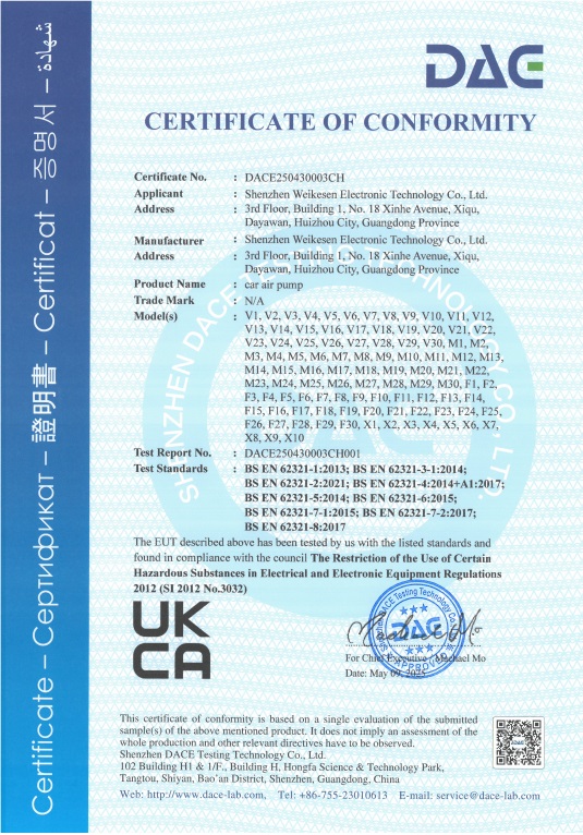 UKCA -ROHS certificate