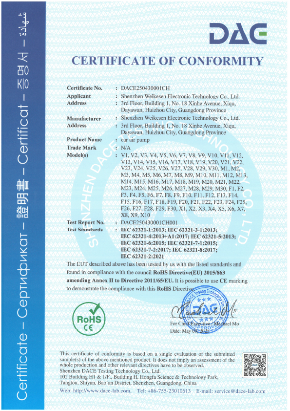 ROHS certificate